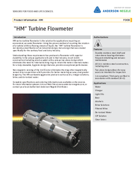 Thumbnail of document Data Sheet - HM Turbine Flow Meter